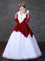 Costumes rétro rouges pour femmes ensemble de costumes Marie Antoinette en polyester plissé à blocs de couleurs robe chapeau vêtements rétro vintage