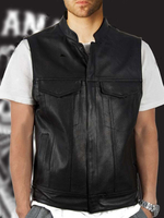 Costumes rétro sans manches en polyester rétro noir vintage pour homme
