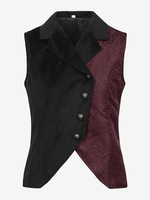 Costumes rétro sans manches en polyester vintage bordeaux pour homme