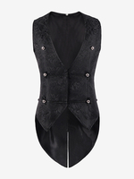Costumes rétro sans manches en polyester vintage noir pour homme