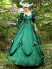 Costumes rétro verts Robe en polyester Costume de Marie-Antoinette de style européen pour femmes Costume du 18ème siècle