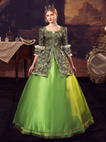 Costumes rétro verts robe en Polyester Costume Marie-Antoinette vêtements Vintage Renaissance pour femmes