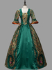 Costumes rétro verts volants Polyester imprimé fleuri Marie Antoinette déguisement robe tunique rétro femme déguisement 18ème siècle