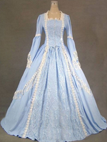 Costumes rétro victoriens femmes Ruffles Lace Costume Marie Antoinette robe Vintage Vintage vêtements bleu Déguisements Halloween