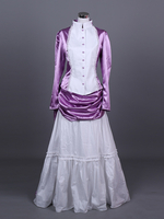 Costumes rétro violets Costume Marie Antoinette pour femme Ensemble en polyester à volants à blocs de couleurs Jupe Haut Costume rétro du XVIIIe siècle