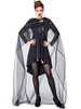 Costumes Sorcière Cosplay Femmes Robe Noire Tulle Dentelle Déguisements Halloween