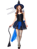 Costumes Sorcière Femme Multicolore Sexy Robe Noire Chapeau Costumes de Fêtes Déguisements Halloween