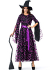 Costumes Sorcière Étoiles Imprimé Chapeau Ceinture Noir Déguisements Halloween Costumes De Fêtes