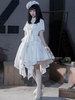 Costumes Uniforme Militaire Lolita Armée Lacets Côté Drapé Blanc Robe Irrégulière