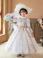 Costumes victoriens rococo Costumes rétro blancs Robe de bal pour fille