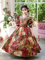 Costumes victoriens rococo Robe à imprimé floral coloré Robe rétro pour fille