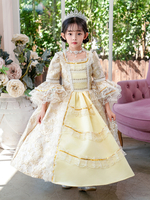 Costumes victoriens rococo Robe à volants rétro jaune pour fille