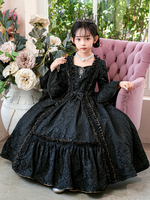 Costumes Victoriens Rococo Robe Rétro Noire Enfant Fille Bal Masqué Vintage