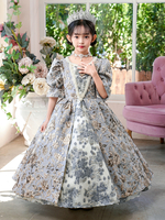 Costumes victoriens rococo rétro argentés robe à imprimé floral vêtements vintage