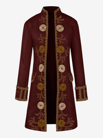 Costumes vintage pour hommes Top Royal Jacquard Manches longues Pardessus