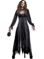 Costumes Zombie Cosplay Effrayant Noire Femme Robe Choker Tulle Costume Déguisement Halloween