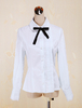Coton blanc Lolita Blouse manches longues col Turn-down Bow Déguisements Halloween