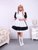 Coton noir Maid Lolita OP robe tablier blanc manches courtes Déguisements Halloween