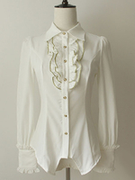 Coton plissé blanc Lolita Chic chemise pour femmes Déguisements Halloween