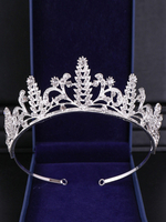 Couronne de diadème de mariage en argent Royal Vintage Headpieces Strass Accessoires de cheveux de mariée