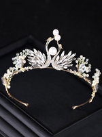 Couronne De Mariage De Cygne Perles Strass Perle Princesse Accessoires De Cheveux De Mariée