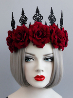 Couronne De Rose Bordeaux Femmes Coiffure Accessoires De Costume Déguisement Halloween