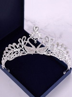 Couronne diadème de mariage Royal Headpieces Princess Silver Swan Strass Accessoires de cheveux de mariée