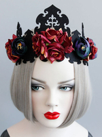 Couronne Gothique Chic Polyester Roses Accessoires De Costume Gothique Carnaval Déguisement