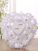 Coussin Porte Oreiller Coeur Perles Strass Fleurs Blanc Mariage Cérémonie Fournitures