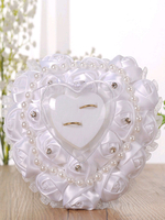 Coussin Porte Oreiller Coeur Perles Strass Fleurs Blanc Mariage Cérémonie Fournitures