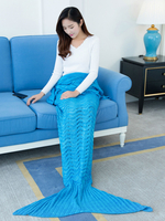 Couverture en laine Couverture longue décontractée en forme de poisson en polyester bleu