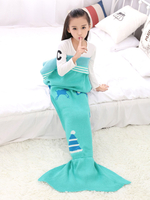 Couverture en laine pour enfants Couverture décontractée pour enfants en forme de poisson en polyester bleu cyan