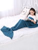 Couverture en laine pour enfants Couverture longue décontractée en forme de poisson en polyester bleu