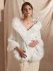 Couvre-mariage blanc sans manches en fausse fourrure sans manches