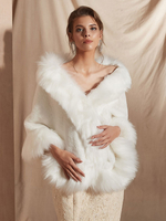 Couvre-mariage blanc sans manches en fausse fourrure sans manches