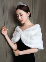 Cover Wrap mariage ivoire sans manches perles fausse fourrure Cover Up