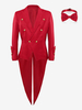 Cravate en polyester à manches longues et boutons vintage rouges vintage pour costumes rétro pour homme