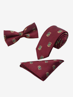 Cravate Ensemble Bordeaux Imprimé Homme Carré De Poche Bouton Accessoire Costume Chic