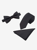 Cravate Ensemble Noir Homme Carré De Poche Bouton Accessoire Costume Chic
