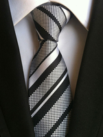 Cravates pour hommes en argent Cravate en polyester deux tons