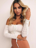 Crop Top 2021 Blanc à Lacet Manche Longue Hor de l