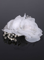 Crêpe de coiffes de mariée blanche fleurs strass perles épingles à cheveux mariée