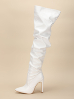 Cuissarde à Talons Hauts Femme avec Bout Pointu Verni Unicolore