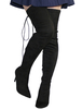 Cuissardes à talons aigus en micro daim unicolore Zip avec lacets