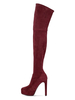 Cuissardes à Talons Hautes avec Plateforme Femmes à Cuir Synthétique en Crôute Unicolore avec Bout Rond Sexy