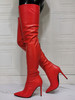 Cuissardes à Talons Hautes Fins Femmes Hivers à Cuir Synthétique avec Bout Pointu Unicolore Sexy