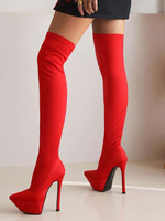 Cuissardes à Talons Hauts Femme avec Bout Pointu à Zip Unicolore