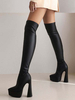 Cuissardes à Talons Hauts Femme avec Bout Pointu à Zip Unicolore
