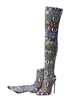 Cuissardes au genou bout pointu vert imprimé serpent talons aiguilles bottes dhiver pour femmes