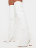 Cuissardes Beiges Hautes Femme Vernies en Cuir Synthétique avec Bout Pointu Cuissardes Bottes Femme Beiges